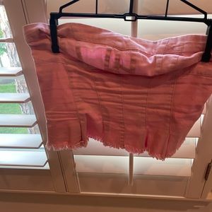 Free People Pink Denim Corset Top